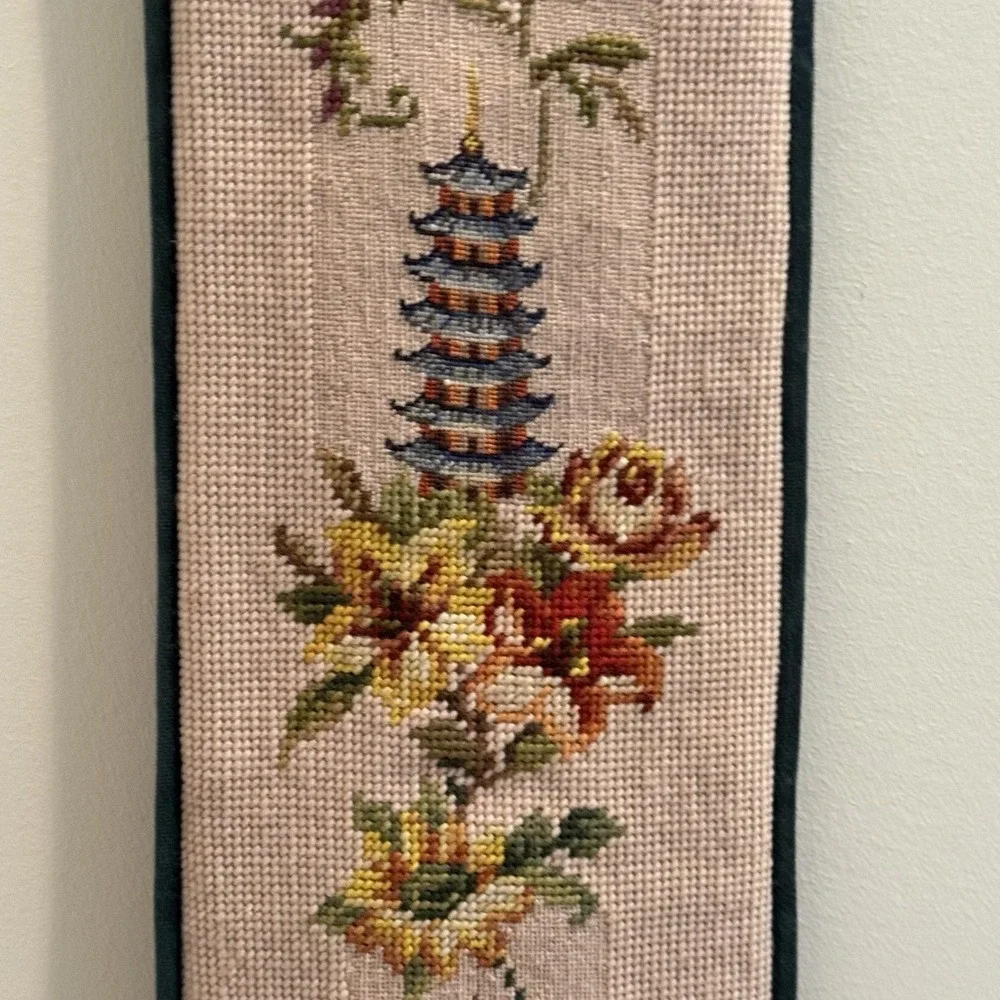 Vintage Handmade Needlepoint Bell Pull 51
